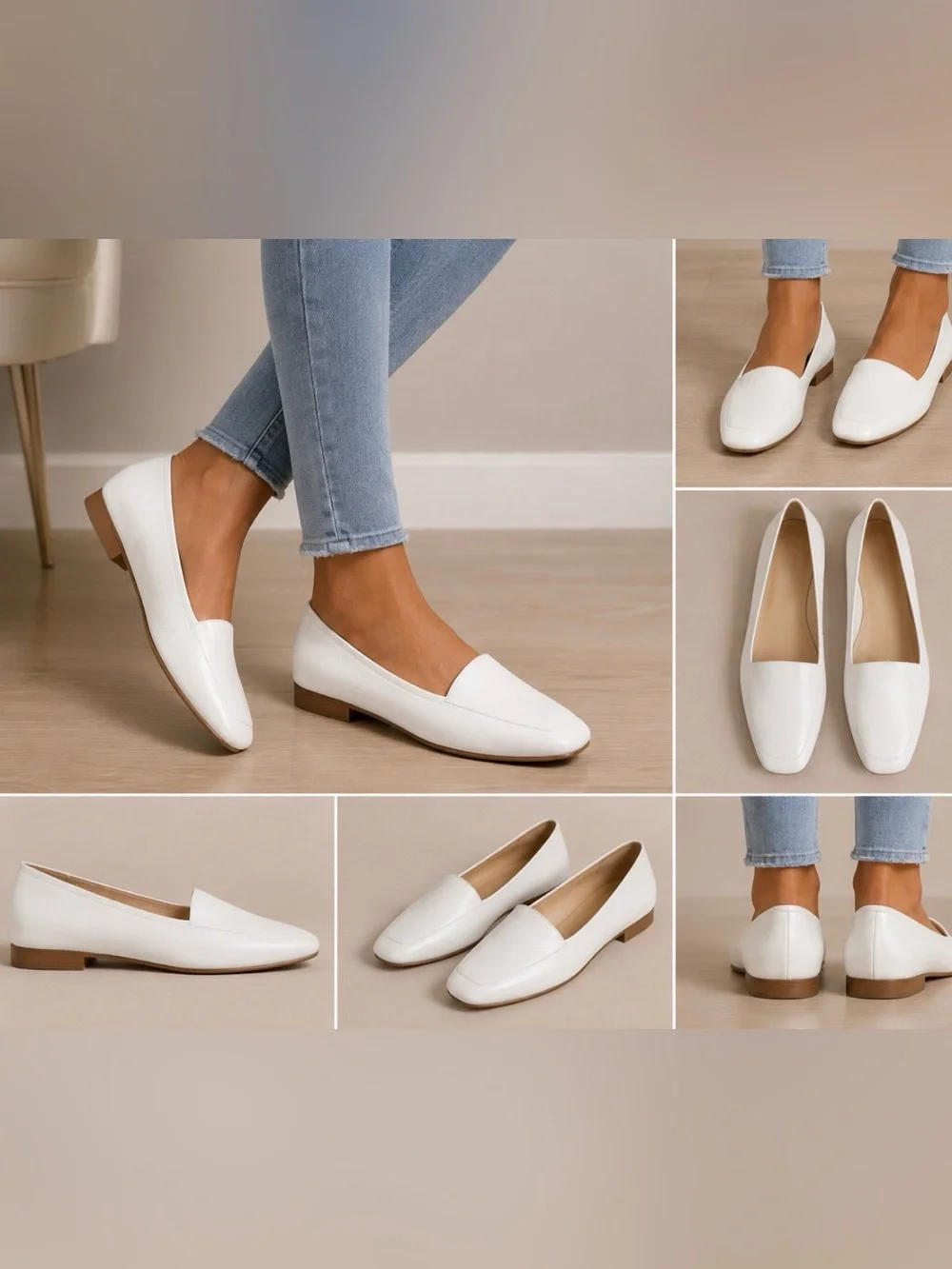 Enzo Angiolini Women's White Pointed Toe Loafers Made in Brazil